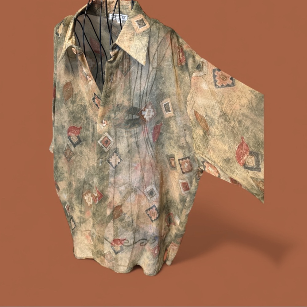 Prestige men’s extra large Vintage Patterned Button-Up Shirt
